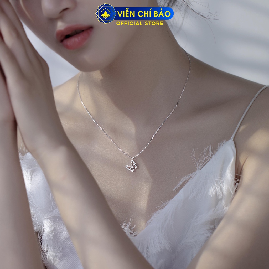 Dây chuyền bạc nữ Cánh bướm đính đá chất liệu bạc 925 thời trang phụ kiện trang sức Viễn Chí Bảo D400370