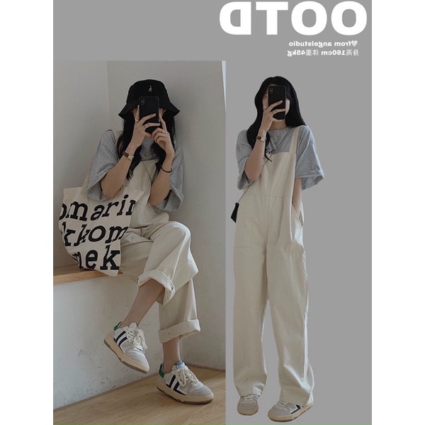 Yếm Kaki Ống Rộng Kiểu Dáng Hàn Quốc Ulzzang Chất Kaki Dãn Dày Đẹp Unisex - Quần Ống Rộng Yếm Freesize