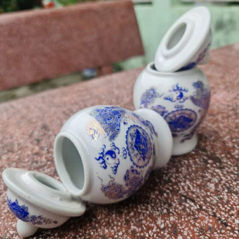 Hũ Đựng Muối Gạo Hàng Cao Cấp Gốm Sứ Bát Tràng Việt Nam-Đồ Thờ Tâm Linh.