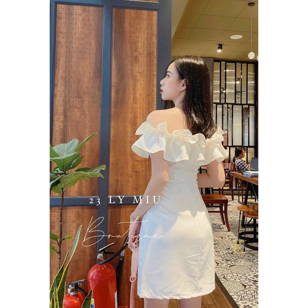 Váy trắng trễ vai, đầm trắng trễ vai vai bèo kèm ảnh thật | BigBuy360 - bigbuy360.vn