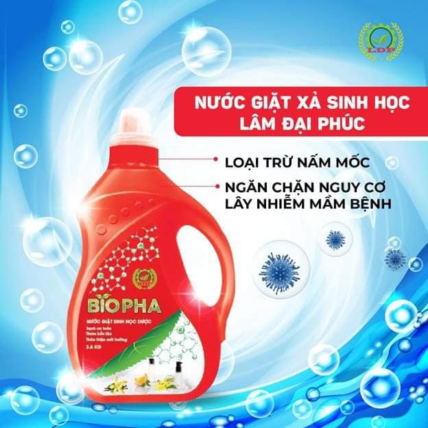 Nước Giặt Xả - FreeShip - Nước Giặt Xả Sinh Học 1,8Kg Lâm Đại Phúc - Không Hóa Chất - Top 10 Thương Hiệu Việt 2019