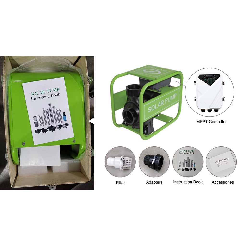 Máy bơm nước năng lượng mặt trời 2hp 1500W - 50m3/h - Máy bơm ly tâm NLMT