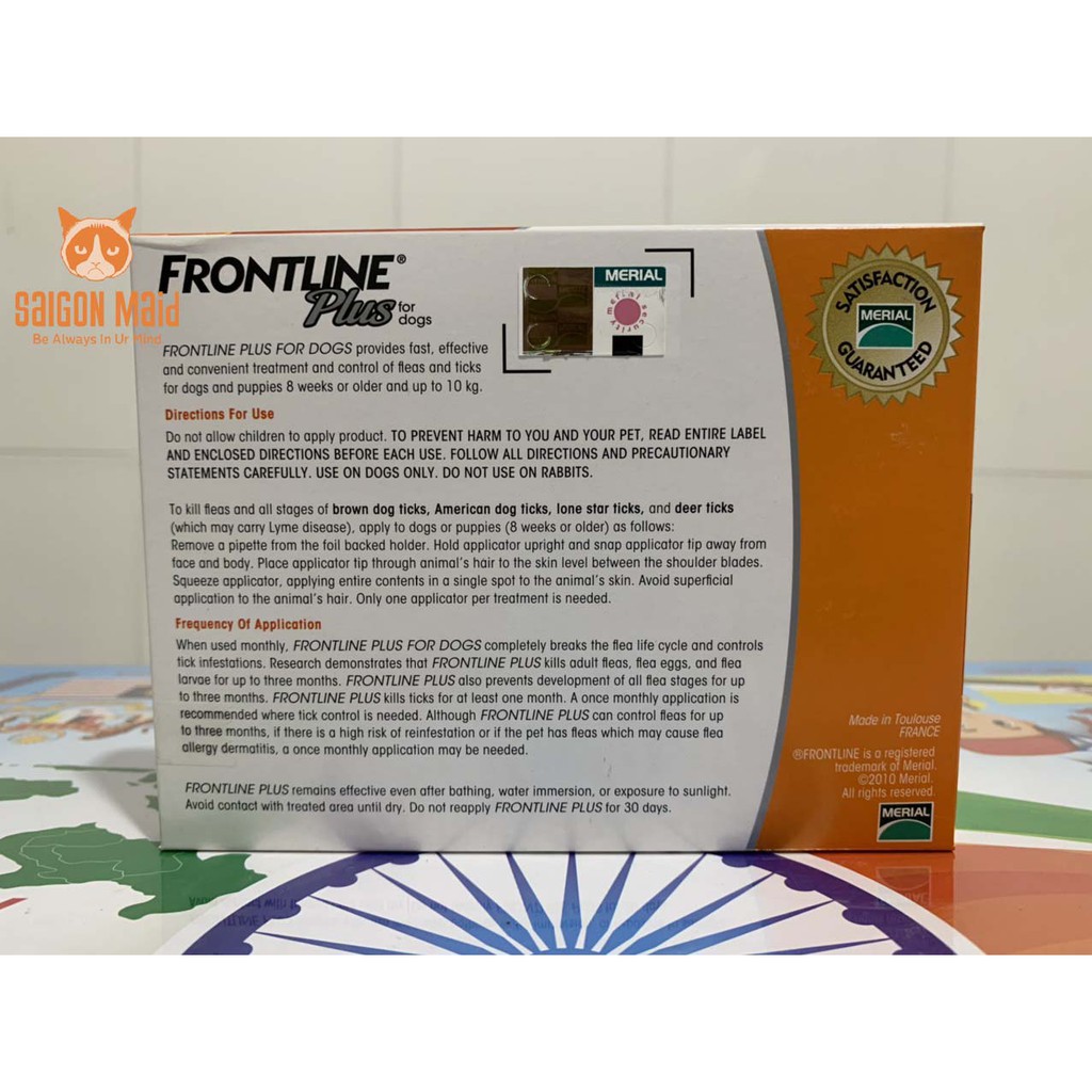 Frontline plus - thuốc nhỏ gáy ve rận, ghẻ cho chó dưới 10kg (1 tuýp)