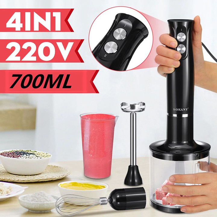 [Mã 254ELSALE giảm 7% đơn 300K] Máy xay sinh tố cầm tay đa năng 4 in 1 Chính hãng Sokany, xay đồ ăn dặm cho bé