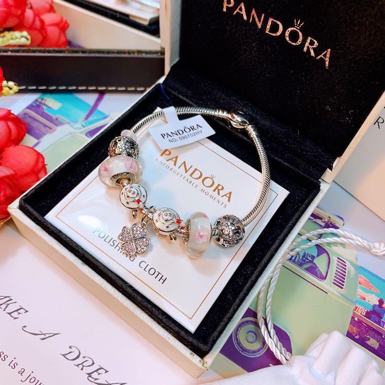 PANDORA Vòng Tay Bạc S925 Aa03564Sfsd Asrt666 Phong Cách Ngọt Ngào Thời Trang