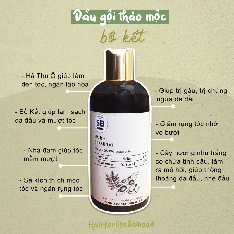 Dầu gội bồ kết thảo mộc ⚡CHẤT LƯỢNG TỐT NHẤT⚡ giúp làm giảm gàu sạch khuẩn và kích thích mọc tóc 350ml | BigBuy360 - bigbuy360.vn