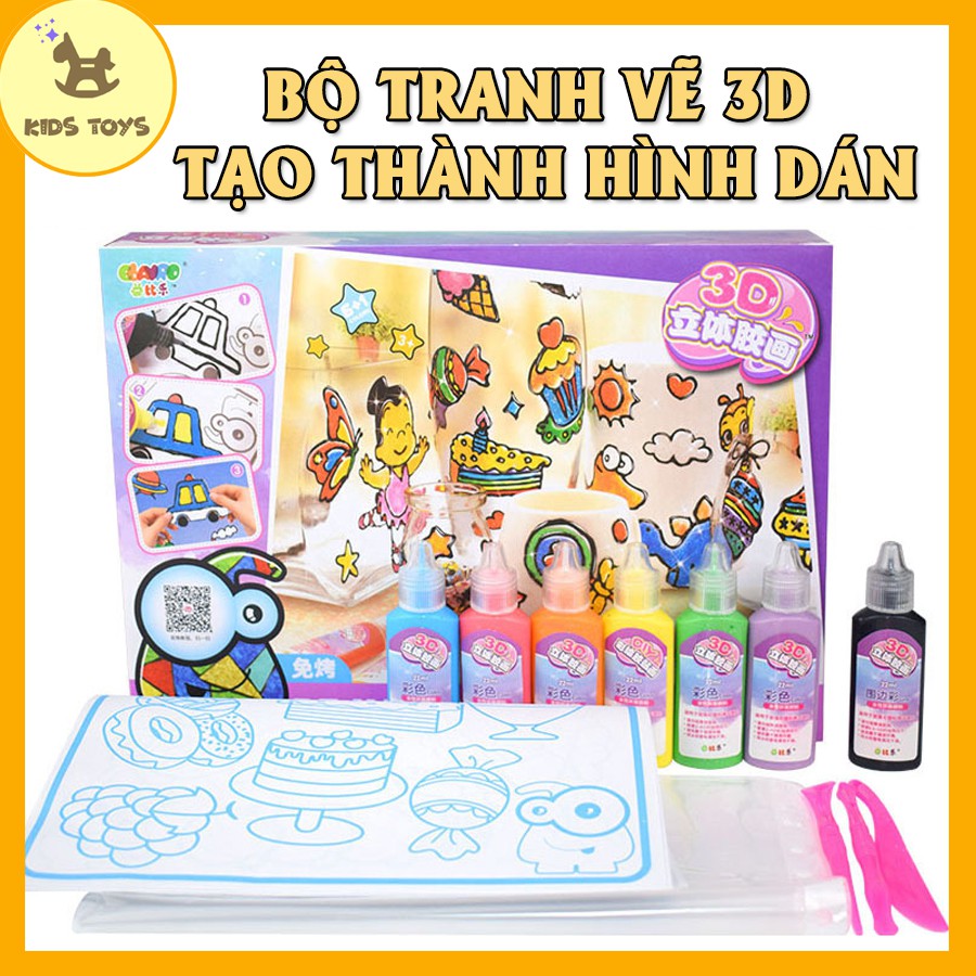 ĐỒ CHƠI TRANH VẼ 3D TẠO BỘ HÌNH DÁN DÀNH CHO BÉ - 100 HÌNH + 7 LỌ MÀU