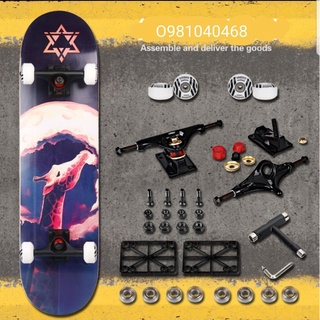 WITESS full phụ kiện- Ván trượt Skateboard cao cấp chính hãng 9 LỚP GỖ PHONG NGA LÕI CƯỜNG LỰC mẫu HƯƠU CAO CỔ abec 11