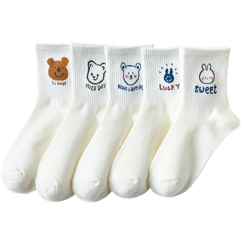 Tất vớ nữ cổ cao nhiều màu cotton co giãn C8