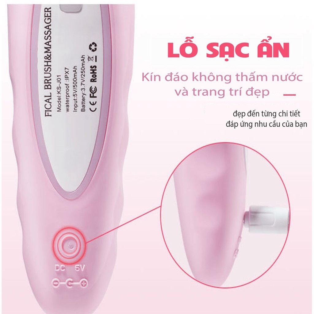 [Máy Rửa Mặt] Máy Massage Mặt Silicon Siêu Sạch 5 Cấp Độ Cao Cấp JMK01