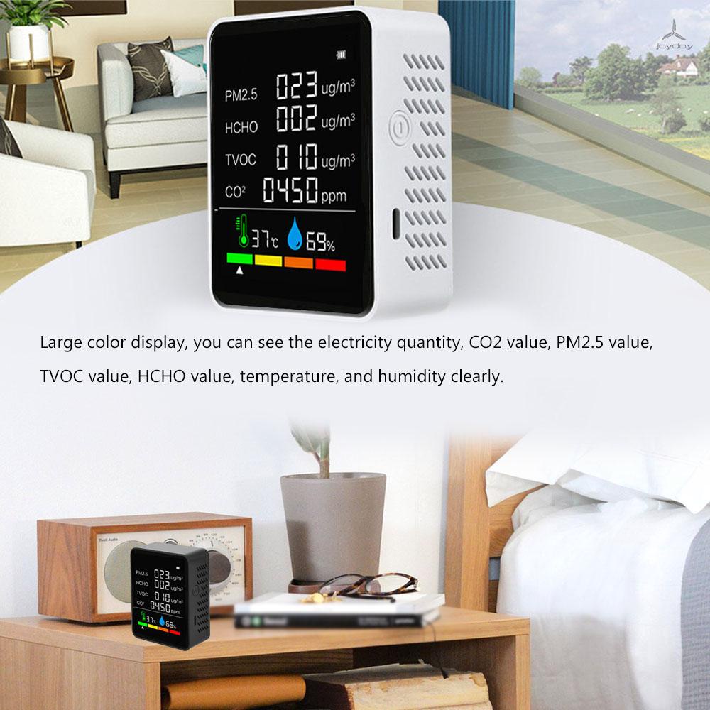 Máy đo chất lượng không khí C02 với màn hình hiển thị nhiệt độ PM2.5 TVOC HCHO có báo động