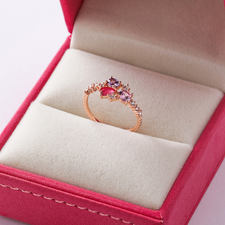OIMG  Nhẫn Đính Đá Zircon Kiểu Dáng Dễ Thương Xinh Xắn Cho Nữ