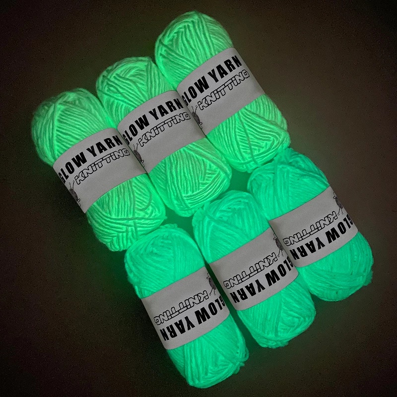 Cuộn Len Đan Sợi Polyester Dày Dặn Màu Dạ Quang