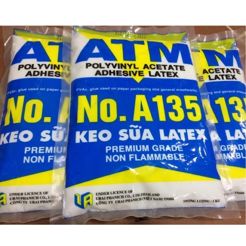 Keo Sữa Latex ATM A-135 Túi 1Kg - Keo Sữa Chuyên Dụng Dán Gỗ, Giấy, Bìa Simili, Giấy Dán Tường, Làm Slime