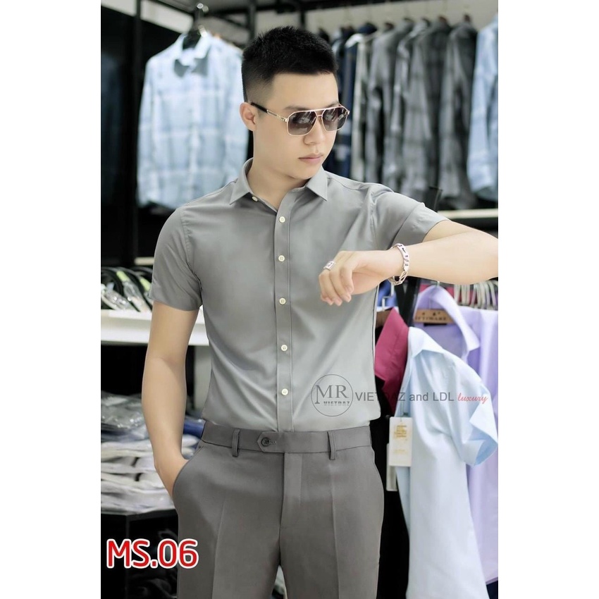 Áo sơ mi tay ngắn chuẩn soái ca đủ màu cơ bản cubis shop