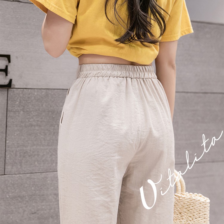 Quần Ống Rộng Nữ Lưng Cao Chất Đũi Xước Nhật Dáng Dài, Chất Vải Nhẹ, Mát, Lưng Thun Co Giãn Có Big Size Cho Người Béo
