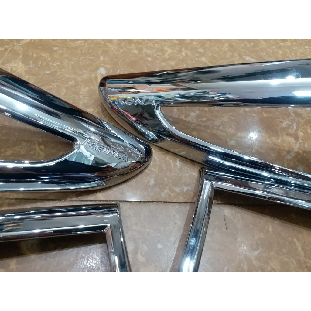 Bộ ốp viền đèn Pha và Hậu mạ crom xe Hyundai Kona form 2018-2021