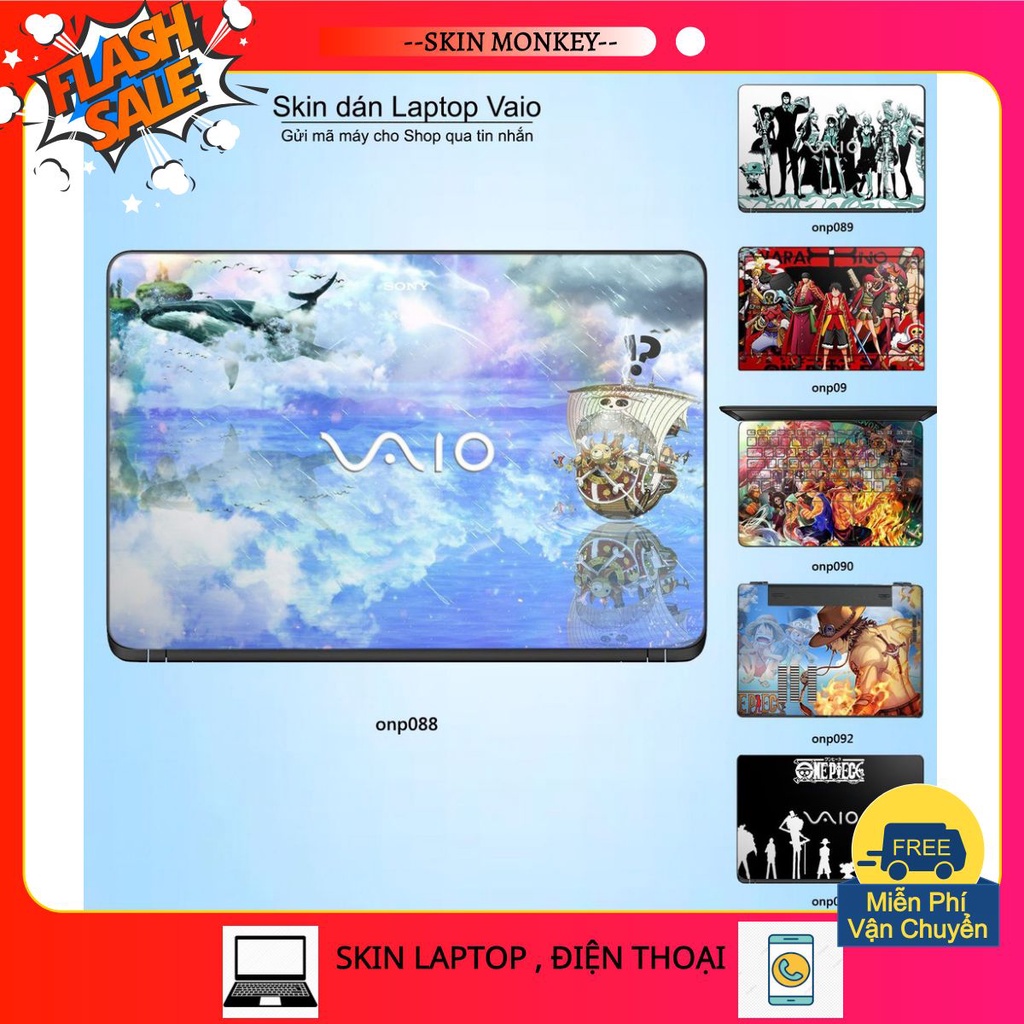 Skin miếng dán thời trang dành cho Laptop Sony Vaio in hình One Piece bộ 8 ấn tượng(inbox mã máy cho Shop)