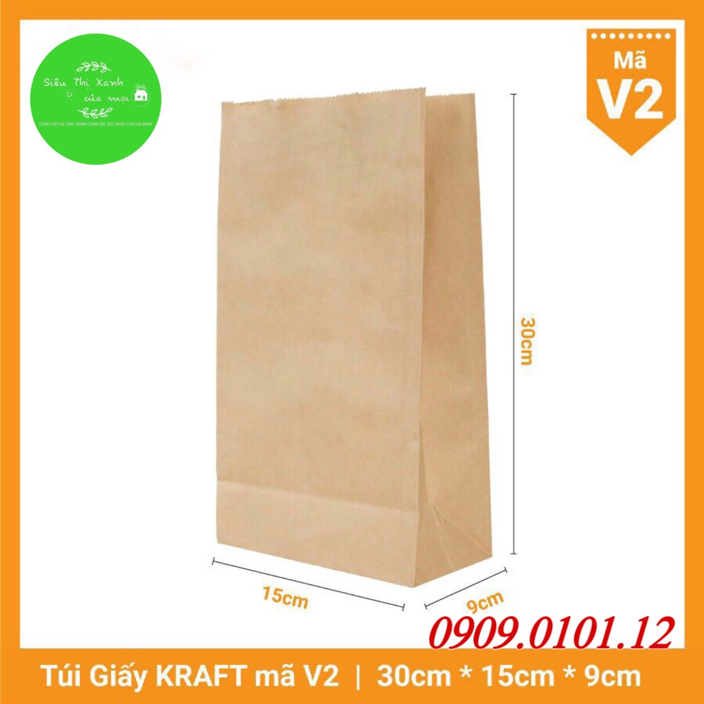 Túi kraft không quai cao cấp nhật bản (100 cái), túi giấy xi măng đựng thực phẩm bảo vệ môi trường