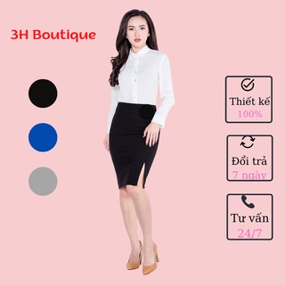 Chân váy xẻ tà dáng dài bigsize, chân váy lưng cao bút chì công sở ôm chất vải umi co dãn