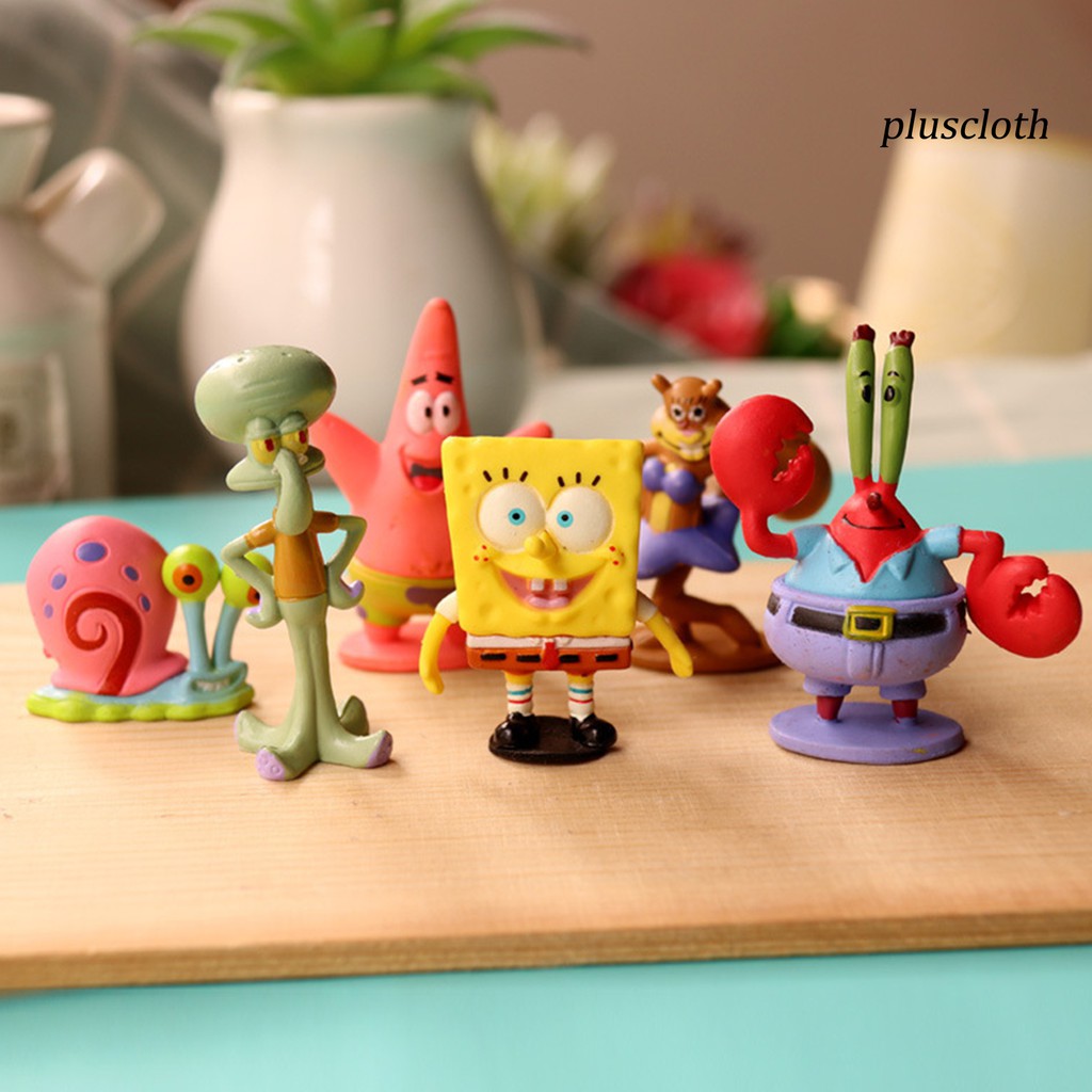 6 mô hình nhân vật phim hoạt hình Spongebob xinh xắn