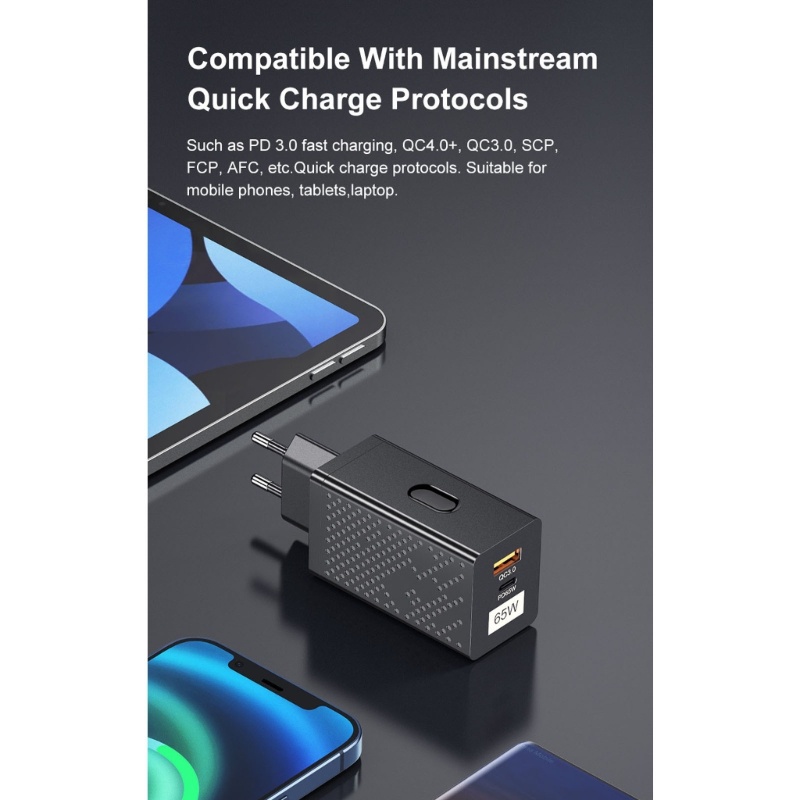 Củ Sạc Nhanh Alli 65W Cho QC 3 0 PD 65W Laptop Type C PD USB