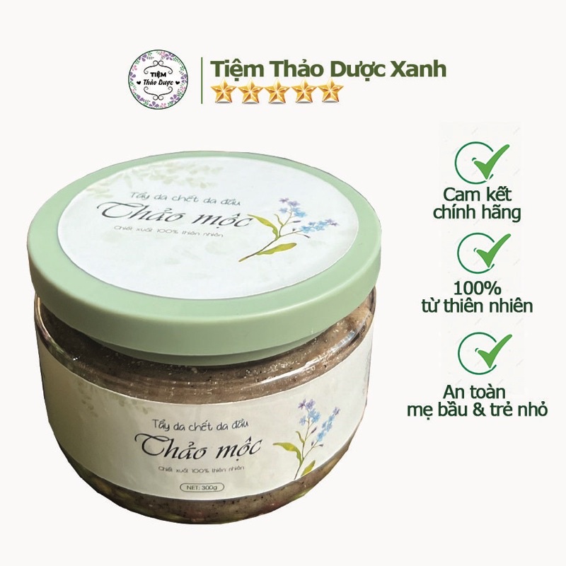 Tẩy Da Chết da đầu Thảo Mộc  giúp phục hồi tóc hư tổn, ngăn ngưa nấm, gàu, ngưa 300gr