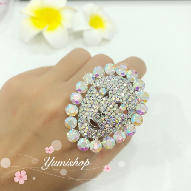 Nhẫn Bảng To Hình Mặt Nạ Hóa Trang Đính Hạt Sang Trọng Nhẫn Đeo Ngón Trỏ Mặt To - N206