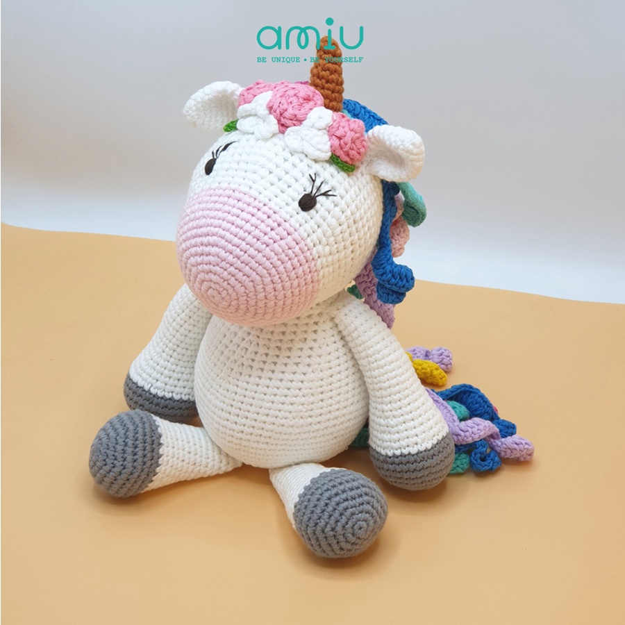 Gấu bông móc len Amigurumi cao cấp Amiu Việt Nam - Ngựa Pony Rainbow handmade - SP000374