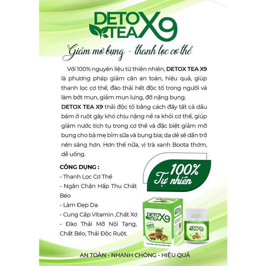DetoX9 đào thải độc tố, trà thảo mộc giảm mỡ bụng thanh lọc cơ thể, cam kết chính hãng - VENUS SLIM
