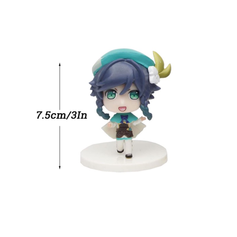 6PCS/set Anime Genshin Impact Figure Toys Set of Q Version Action Figures Decoration Venti Amber Lumine Aether Paimon Diluc
