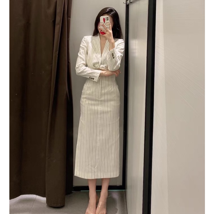 Set váy công sở zara áo xoắn ngực
