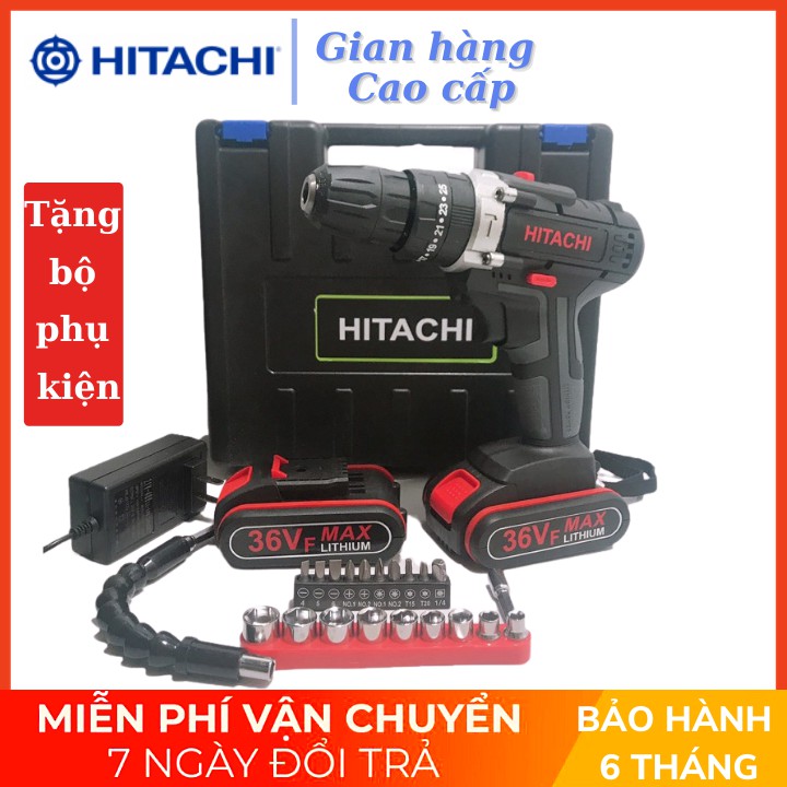 [Chính Hãng] Máy khoan pin Hitachi 36V, 3 Chức năng: Khoan sắt, gỗ, bắn vít, bắn tôn