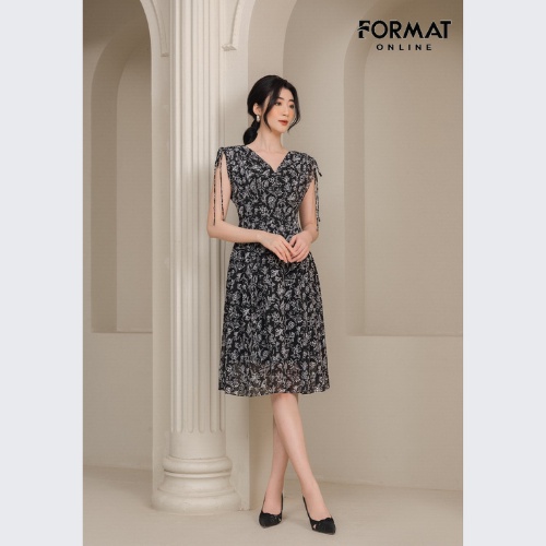 Đầm nữ FORMAT 2 lớp vai chờm nữ tính , duyên dáng B991-868I
