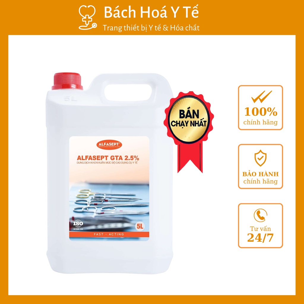 Dung Dịch Sát Khuẩn Dụng Cụ Alfasept GTA Plus/GTA 2,5%, Khử Khuẩn Thiết Bị Nội Soi, Lavitec (5 Lít/Can).