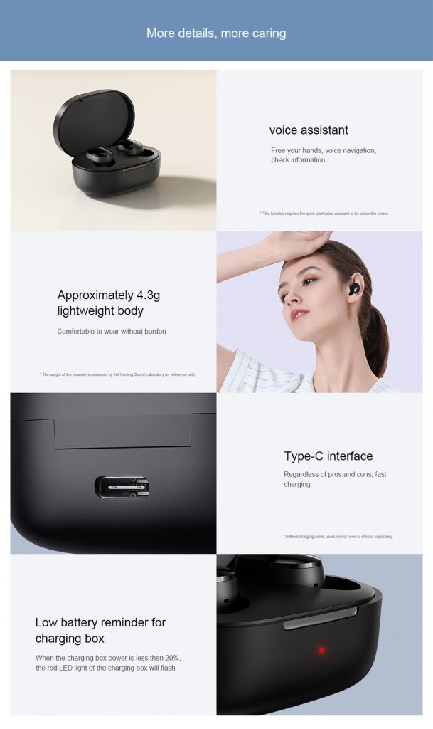 ✩ Xiaomi mi true wireless earbuds basic 2s Bluetooth 5.0 touch control TWS earphone gaming mode USB C headphone 【vrru】