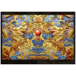 Tranh dán tường 3d rồng bay in lụa 180x135cm
