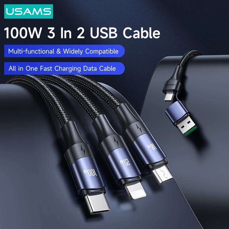 Dây Cáp Sạc Nhanh USAMS U71 5 Trong 1 100W USB Type C IP Dành Cho Điện Thoại  Máy Tính Bảng  Laptop
