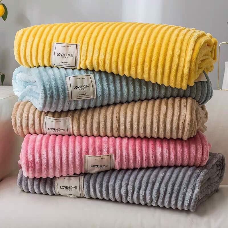 Chăn Tuyết Kẻ Tăm Thu Đông Mềm Mịn Nhập Khẩu Full 9 Màu (Kích Thước 2mx2m3 Nặng 1kg4)
