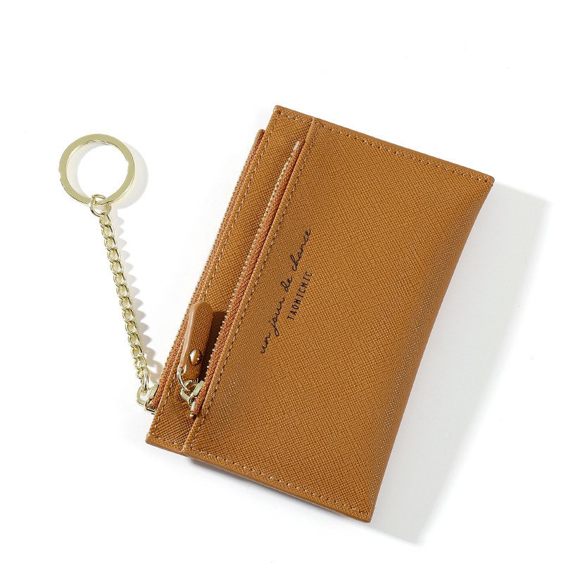 Ví đựng thẻ mini PIERRE LOUES có dây kéo và móc khóa dành cho nữ