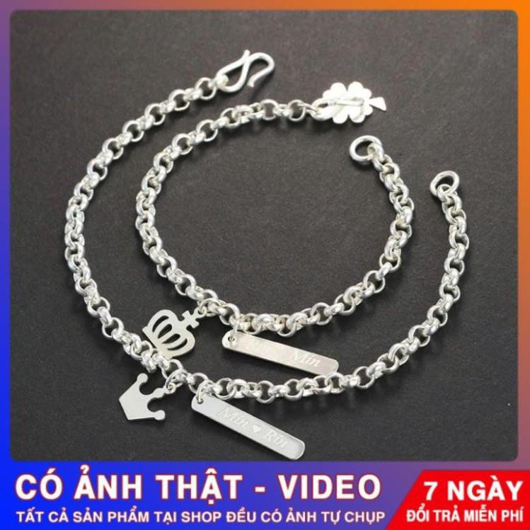 Lắc tay đôi bạc, vòng tay cặp nam nữ bạc ta sáng đẹp, trang sức Tuấn Thoan Jewelry