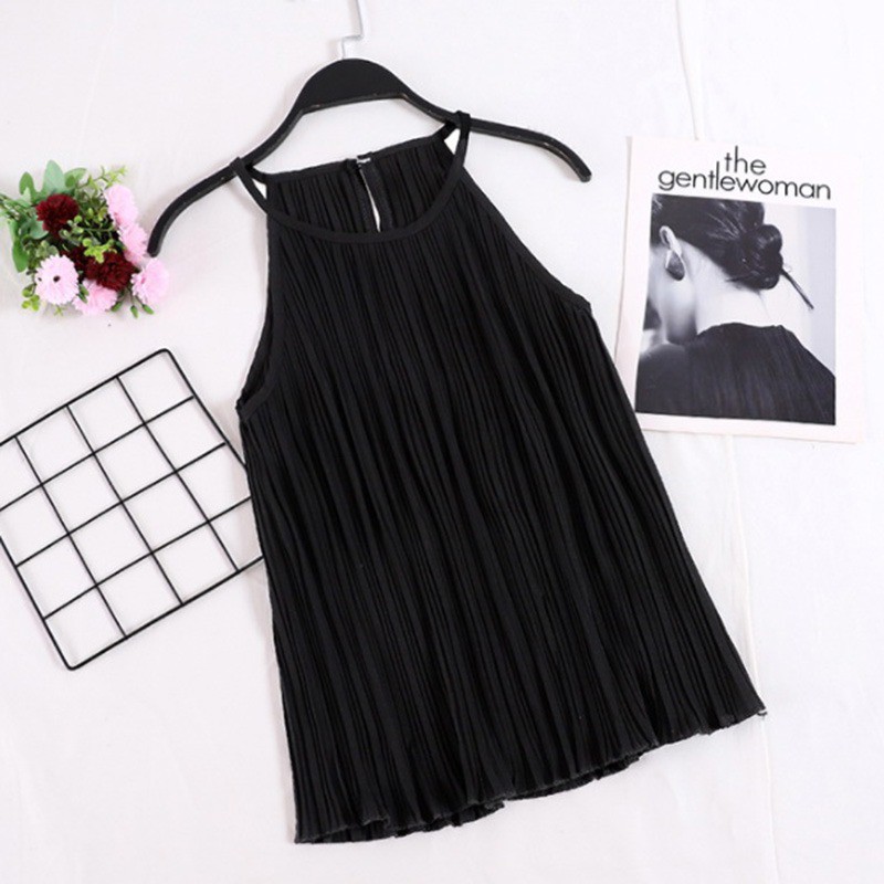 Áo yếm nữ vải chiffon họa tiết xếp li thời trang cá tính