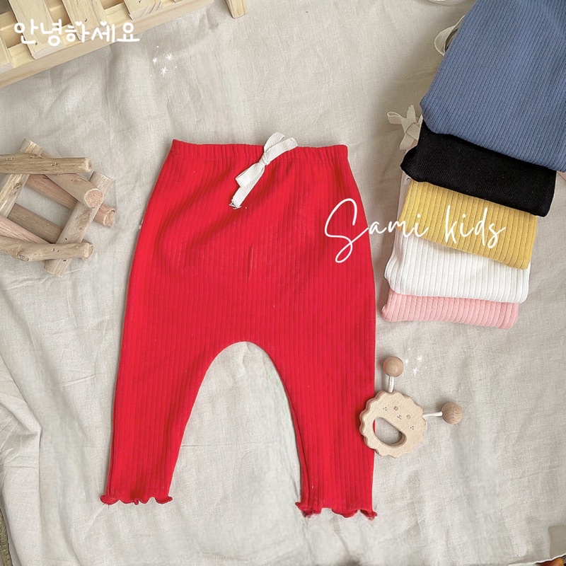 quần mặc bỉm cotton gân Hàn dày dặn ấm cho bé trai bé gái 5-15kg SAMIKIDS