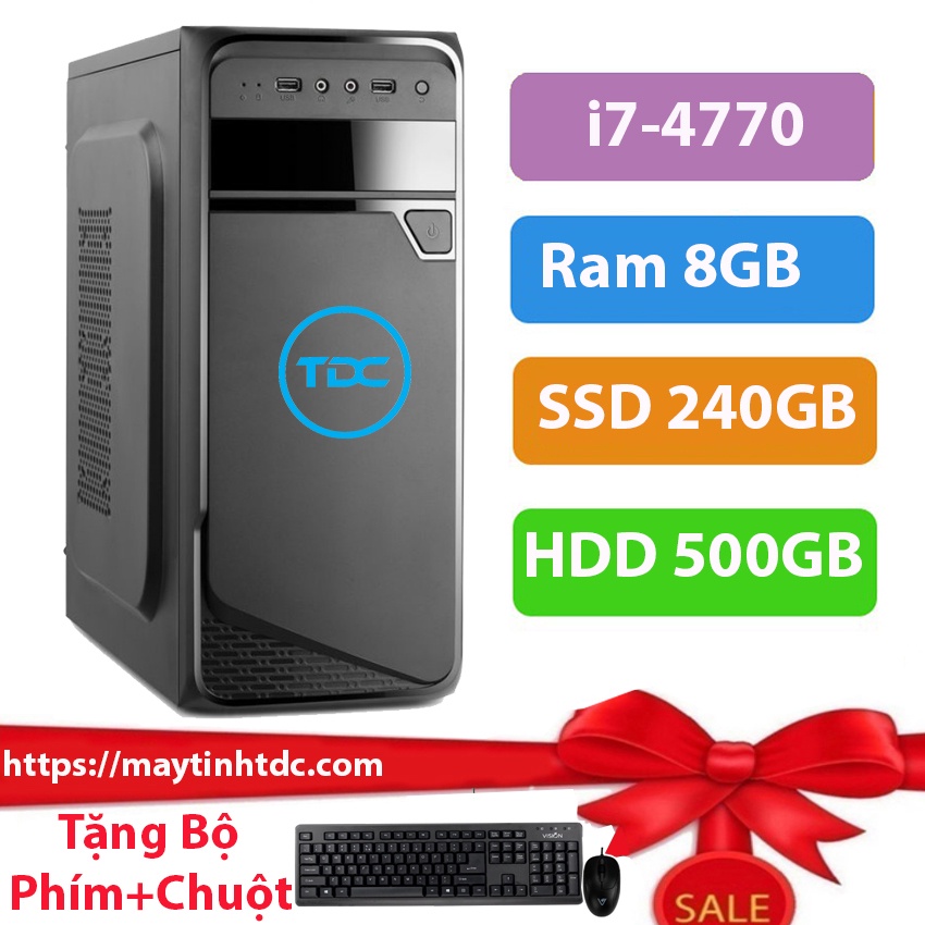 Máy tính để bàn MAX PC CPU Core i7 4770 Ram 8GB SSD 240GB+HDD 500GB+ Qùa tặng bộ phím chuột, bàn di chuột