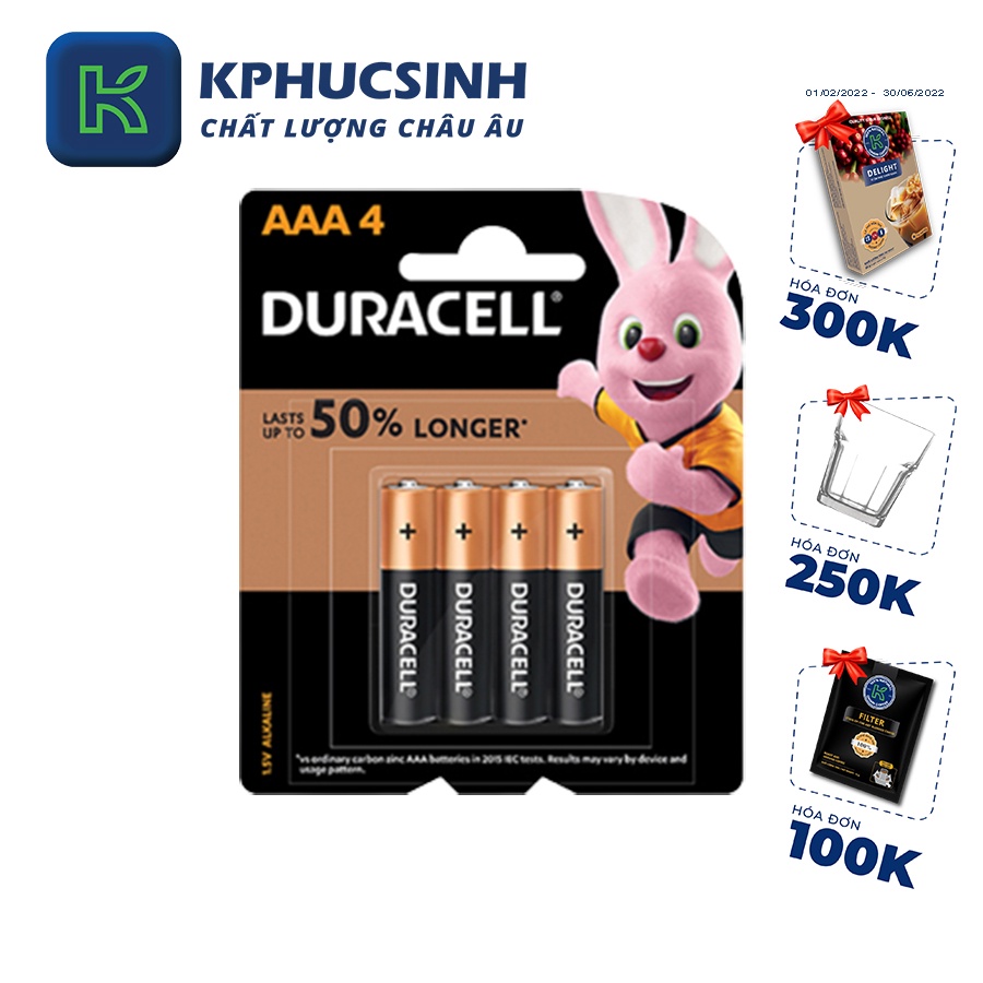 Pin Kiềm Duracell Coppertop AAA vỉ 4 viên KPHUCSINH - Hàng Chính Hãng