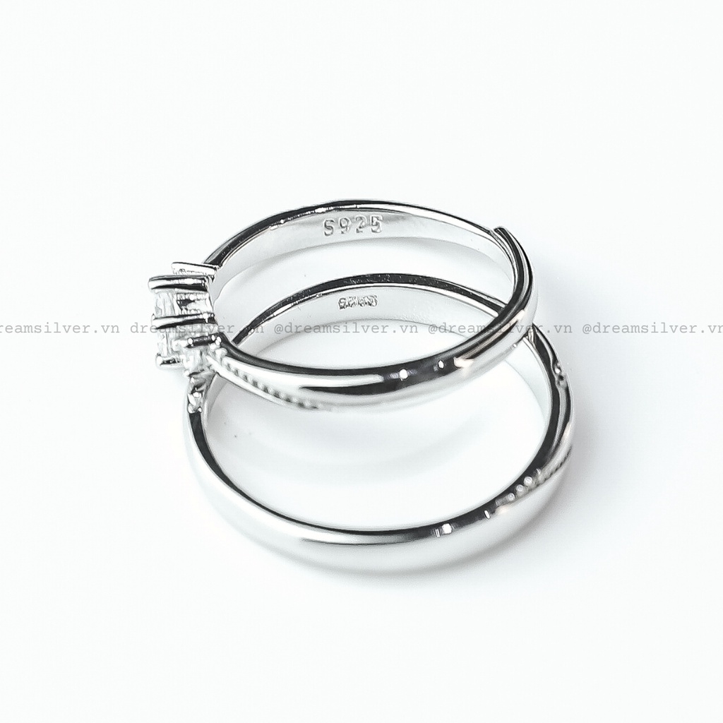 Nhẫn Đôi Bạc Dreamsilver, Nhẫn Cặp Diamond Love Chỉnh Được Size ND017