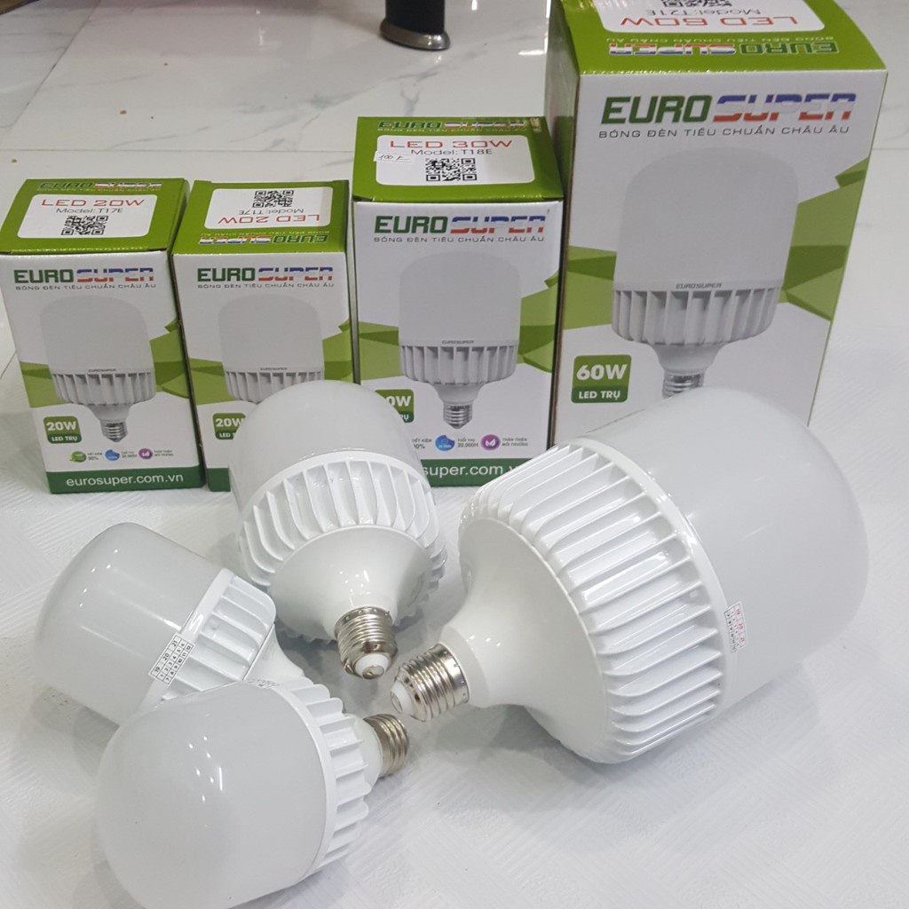 Bóng Đèn Led EURO SUPER Chính Hãng Siêu Sáng, Tiết Kiệm Điện 20W, 30W, 40W, 50W, 60W -
