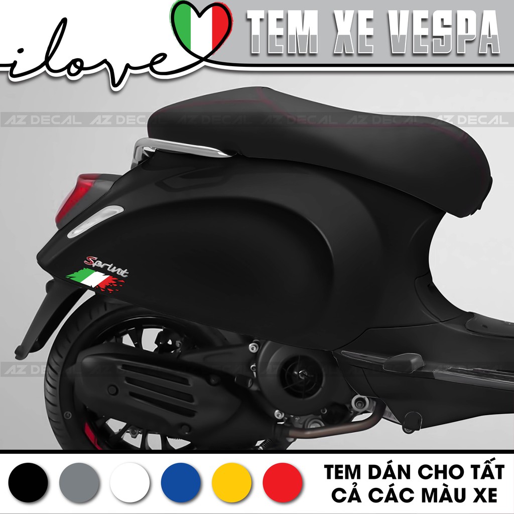 Tem Xe Vespa italia 06 | Tem Rời Xe Vespa Chất Liệu PVC 5 Lớp Cao Cấp