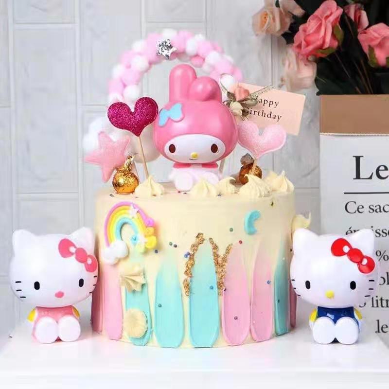 Phụ Kiện Trang Trí Bánh Kem Hình Hello Kitty Dễ Thương