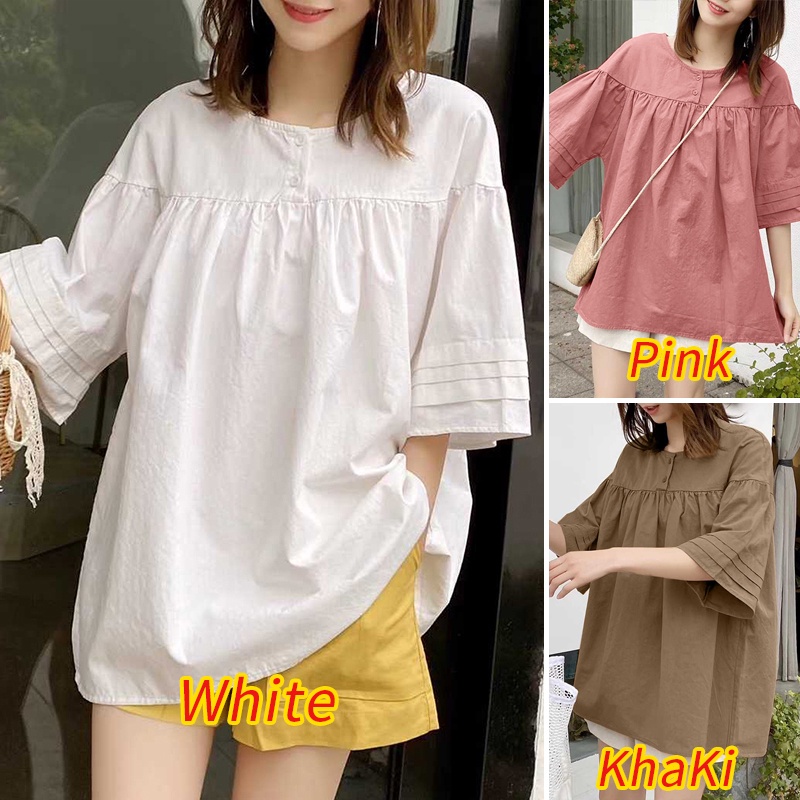 Áo ZANZEA tay áo loe cổ áo thiết kế xếp ly thời trang cho nữ
